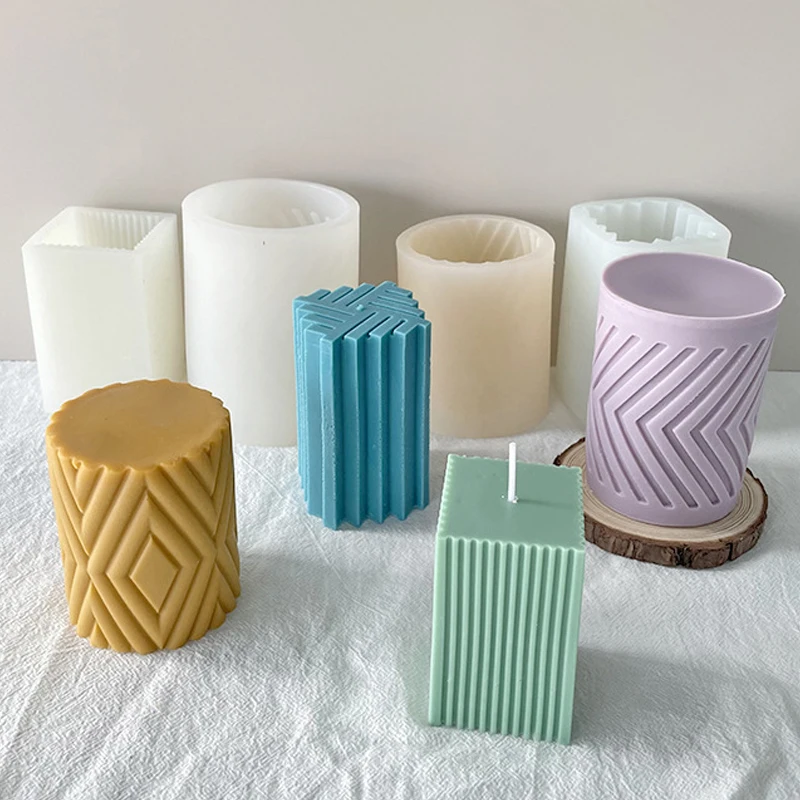3D Geometric Gear Column Cylindrical Candle Silicone Mould DIY Plaster Handmade Soap Aromatherapy Diffuser Stone Molds Cake Mold |