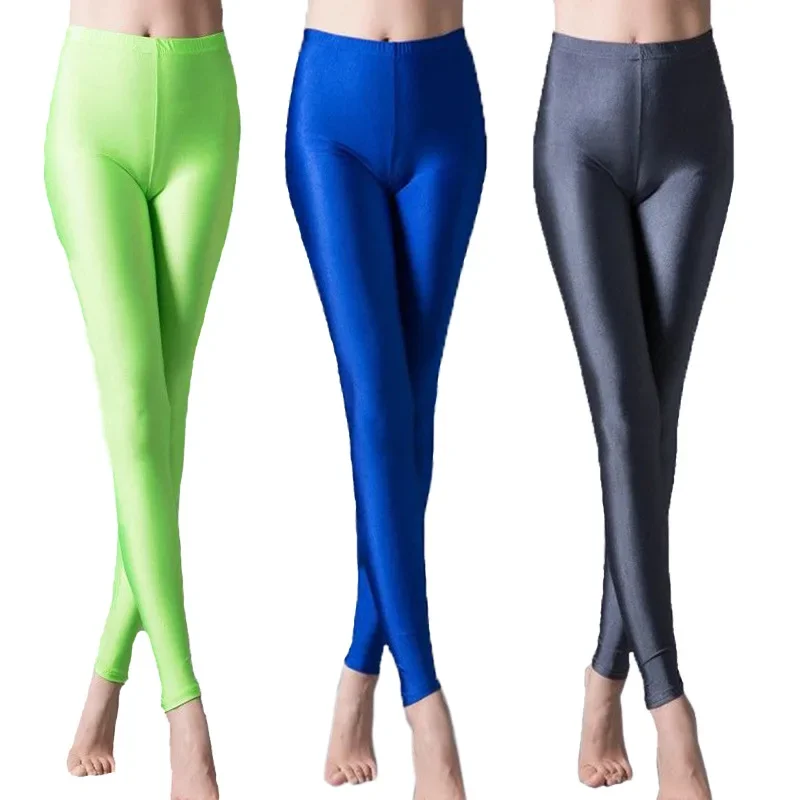 

Drop Shipping New Wholesale Spandex Milk Silk Fluorescent Candy Color Large Plus Size Wear Summer Gloss Pants Leggings Women