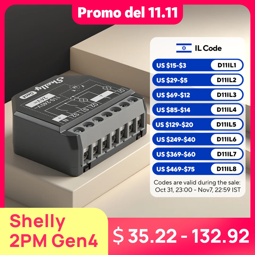 

Shelly 2PM Gen4 Zigbee Умный переключатель для штор