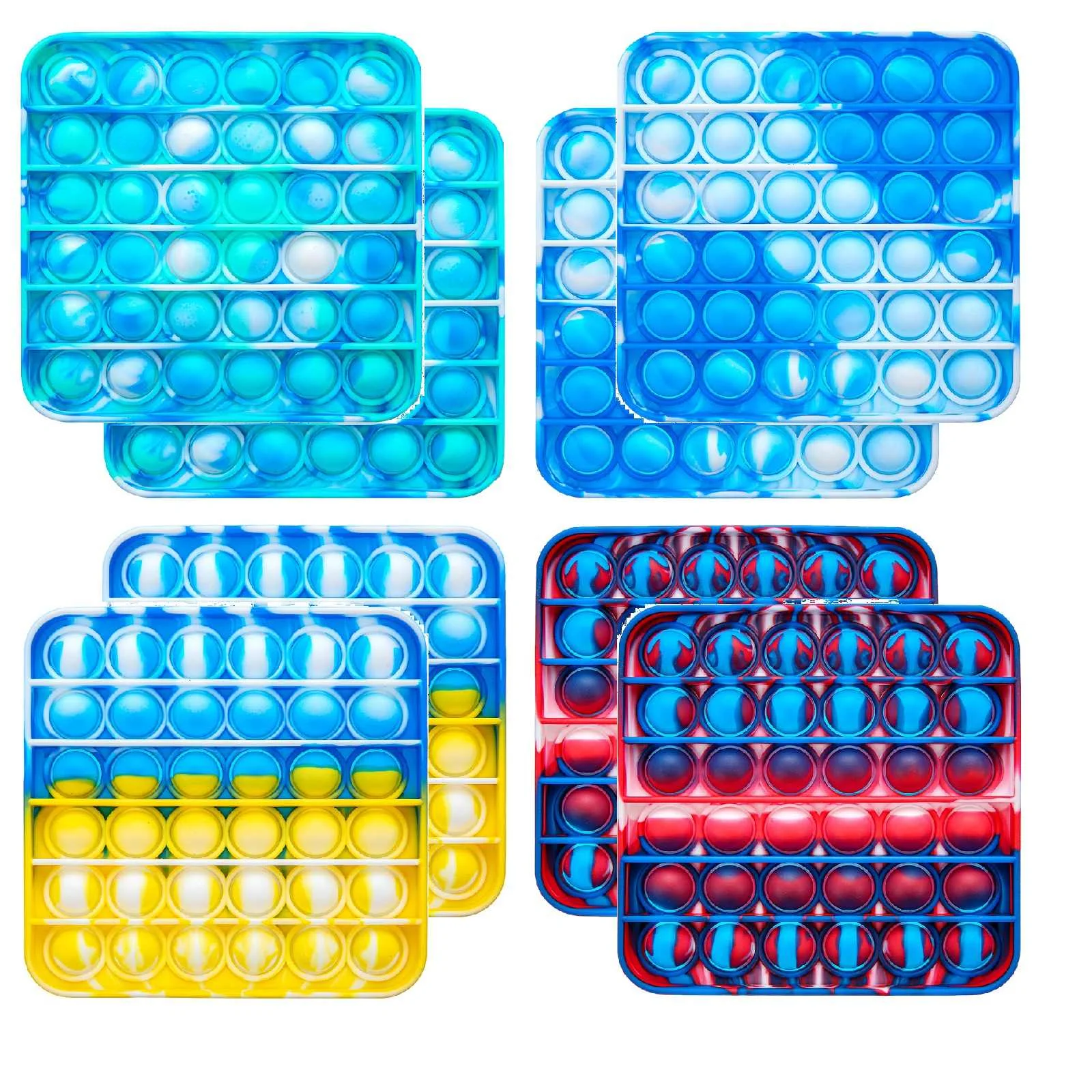 

4Pcs Pop Fidget Toys Antistress Push Bubble Squishy Silicone Stress Reliever Pressure Relieving Toy For Kids Autism Adult