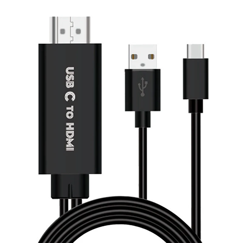 

Совместимый с HDMI HD-кабель Type-C USB 3,1 к HDMI-кабелю, Стандартный HDMI-кабель 4K 30 Гц, адаптер Ultra HD для телефона, монитора