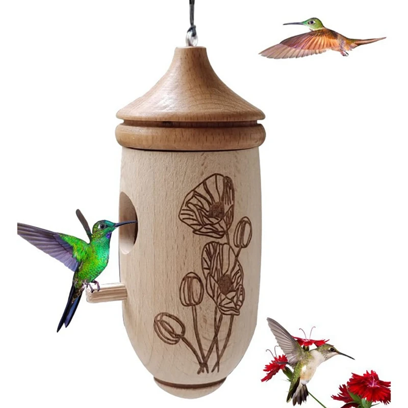 

Bird House, New Handmade Wooden Outside Birdhouses Hanging Bird Swing Nest For Sparrow Hummingbird