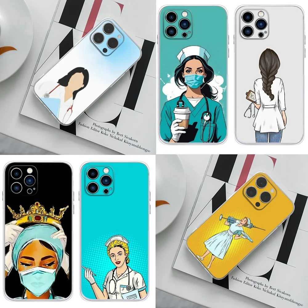 Nurse doctor medicina girl Phone Case For iPhone 16 15 14 13 12 11 Plus Pro Max XR XS X 7 8 SE Mini Silicone soft shell