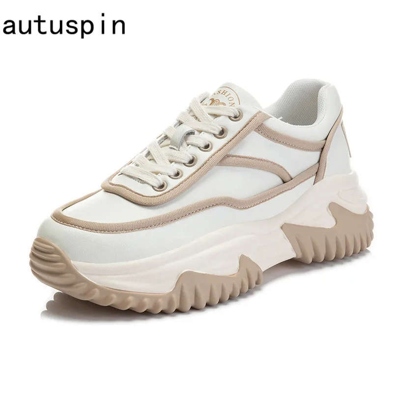 

Autuspin 2022 Spring Women's Sneakers Genuine Leather Sports Vulcanized Shoes Newest Ladies Outdoor Platform Casual Shoe Woman