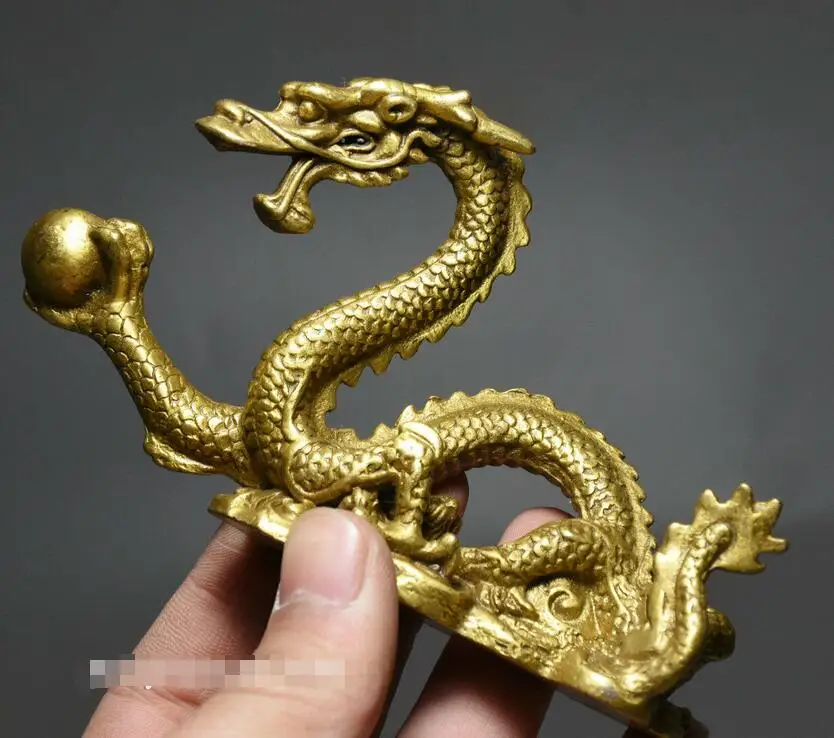 Китайская народная Статуя Дракона из чистой меди Зодиак латуни фэн-шуй |