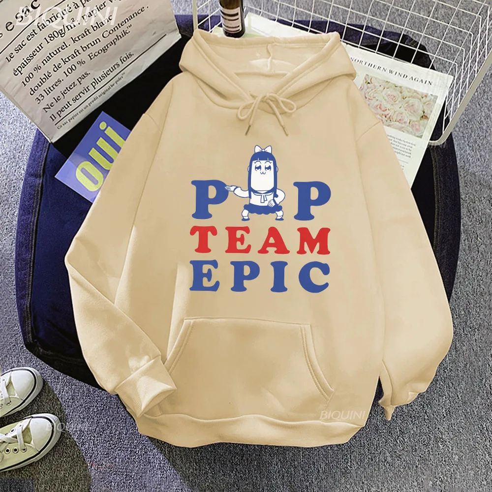 

Толстовка с капюшоном Pop Team Epic, толстовки с принтом Popuko and Pipimi для мужчин и женщин, пуловер Ulzzang Y2k с длинными рукавами, зимние теплые толстовки