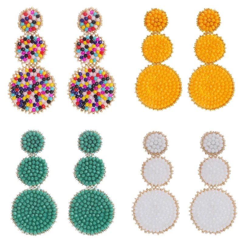 

Летние богемные длинные серьги ручной работы из бисера для женщин модные пляжные красочные серьги-капли из бисера ювелирные изделия в стил...