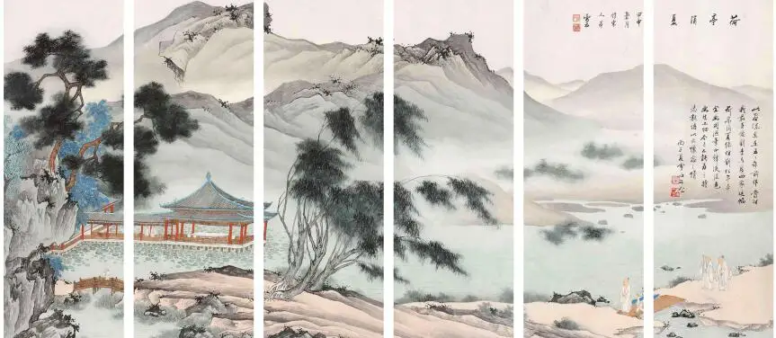 

Китайский Лотос павильон AS2045, летний пейзаж, печатный художественный плакат на холсте для гостиной, Декор, домашняя Настенная картина