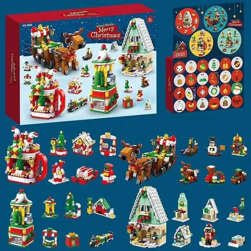 

2023 Christmas Series Building Blocks Gift Box for Kids 24Days Christmas Advent Calendar DIY Nutcracker Santa Claus Bricks Model