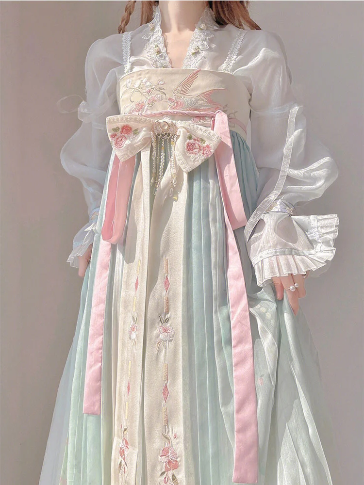 

Китайское платье Hanfu, женское традиционное танцевальное платье с вышивкой