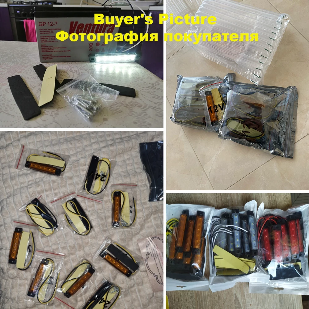 CARCTR 10PCS 24V Truck Lorry Trailer Side Marker Indicators Light Red Yellow White Warning Tail Car Turn Signal Lamp - купить по