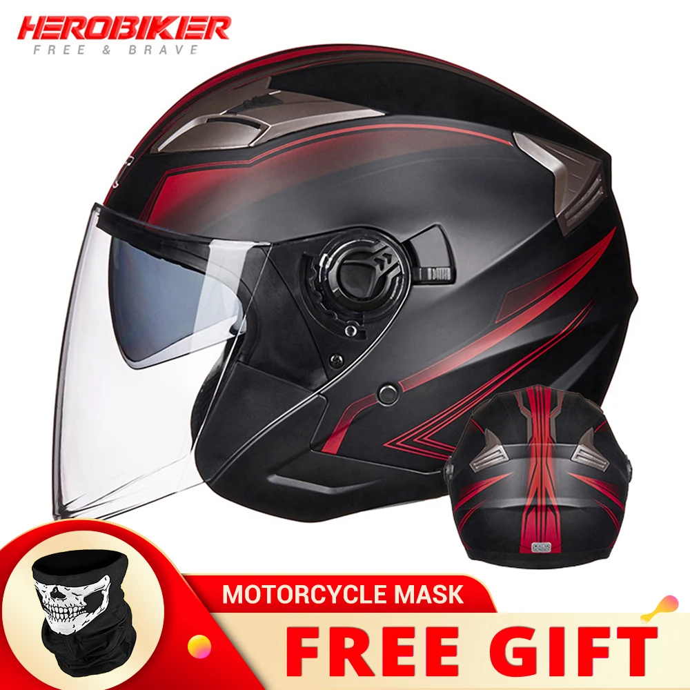 

Motorcycle Helmet Half Face Double Lens Cool Casco Moto Four Seasons Men Women Street Fashion Helmet Capacete De Moto Protection
