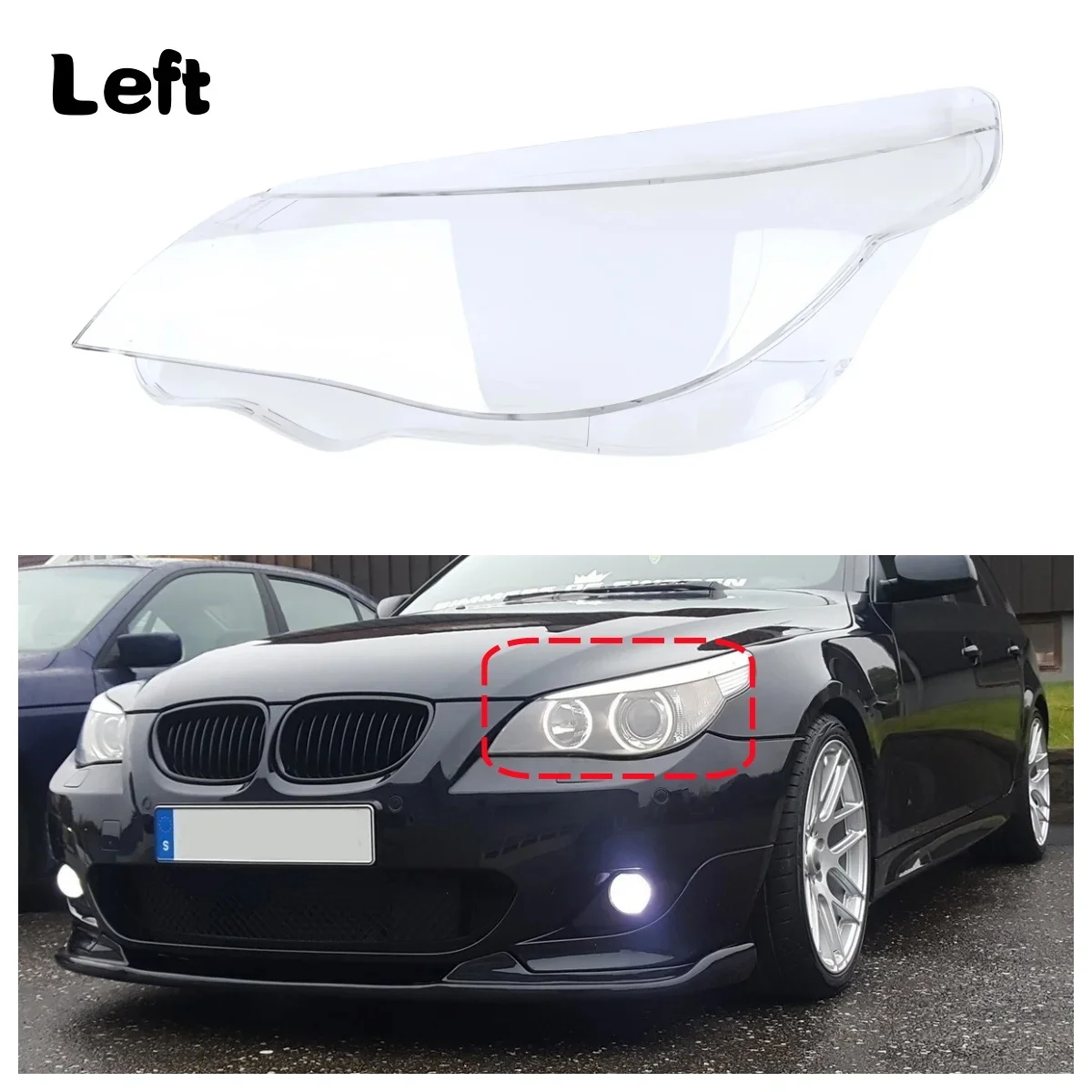 

Для BMW 5 серии E60 E61 520i 523 525 530i 2004 ~ 2010 Низкий абажур, корпус фары, крышка лампы, прозрачный абажур, линза