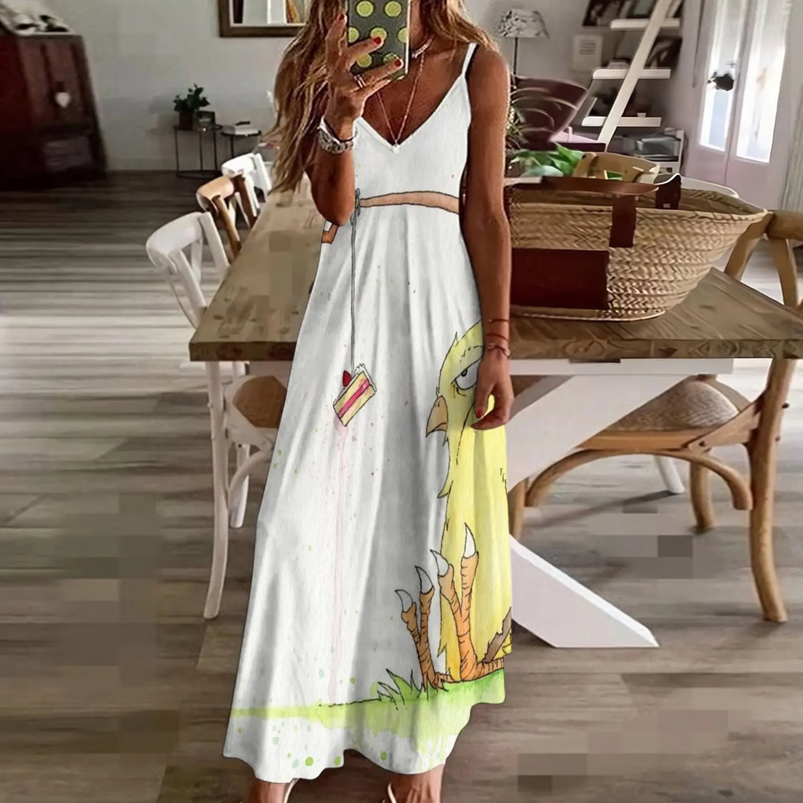 Длинное платье без рукавов Chubby Chocobo элегантное вечернее для женщин пляжное 2025