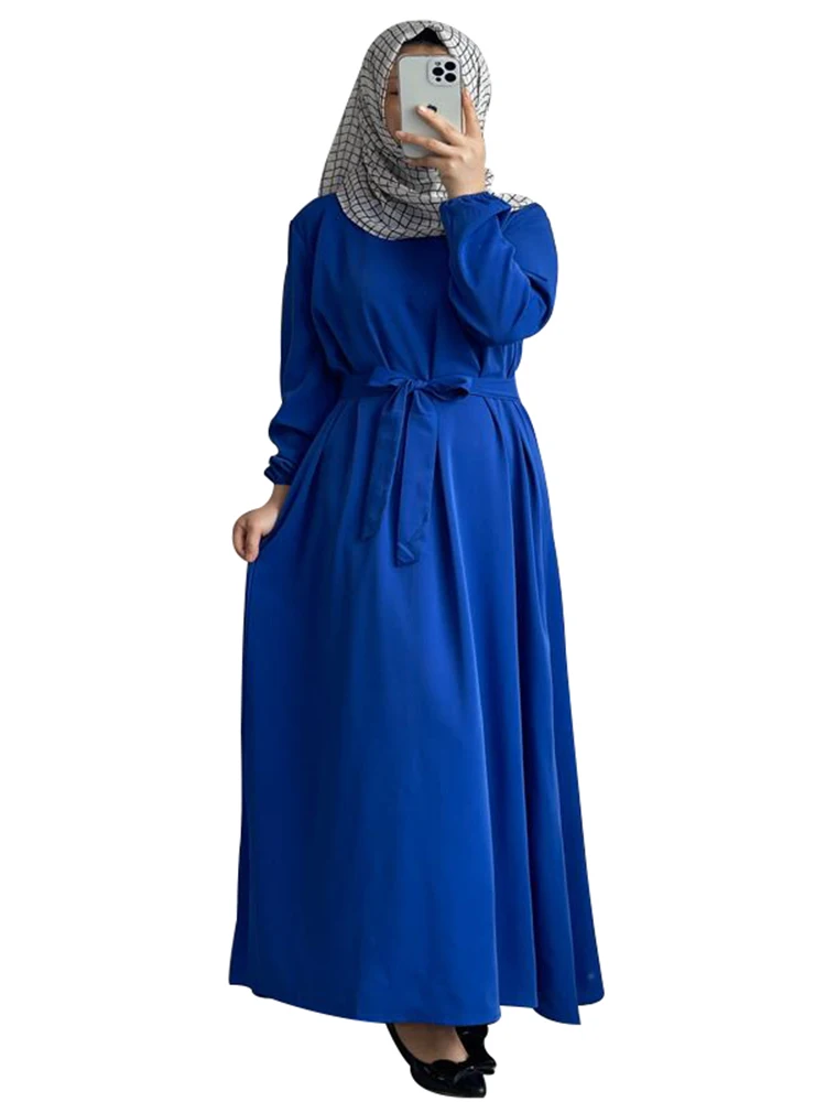 

Abayas Muslim Long Dress Women Full Sleeve Robes Arab Dubai Islamic Clothing Autumn New Solid Casual Ramadan Muslim Maxi Dresses