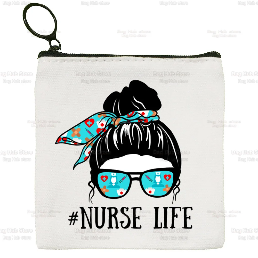 I'm A Nurse Life Canvas Purse Card Key Mini Purse Pouch We Can Do It Nurse Girl Kids Children Cute Small Zipper Coin Purse