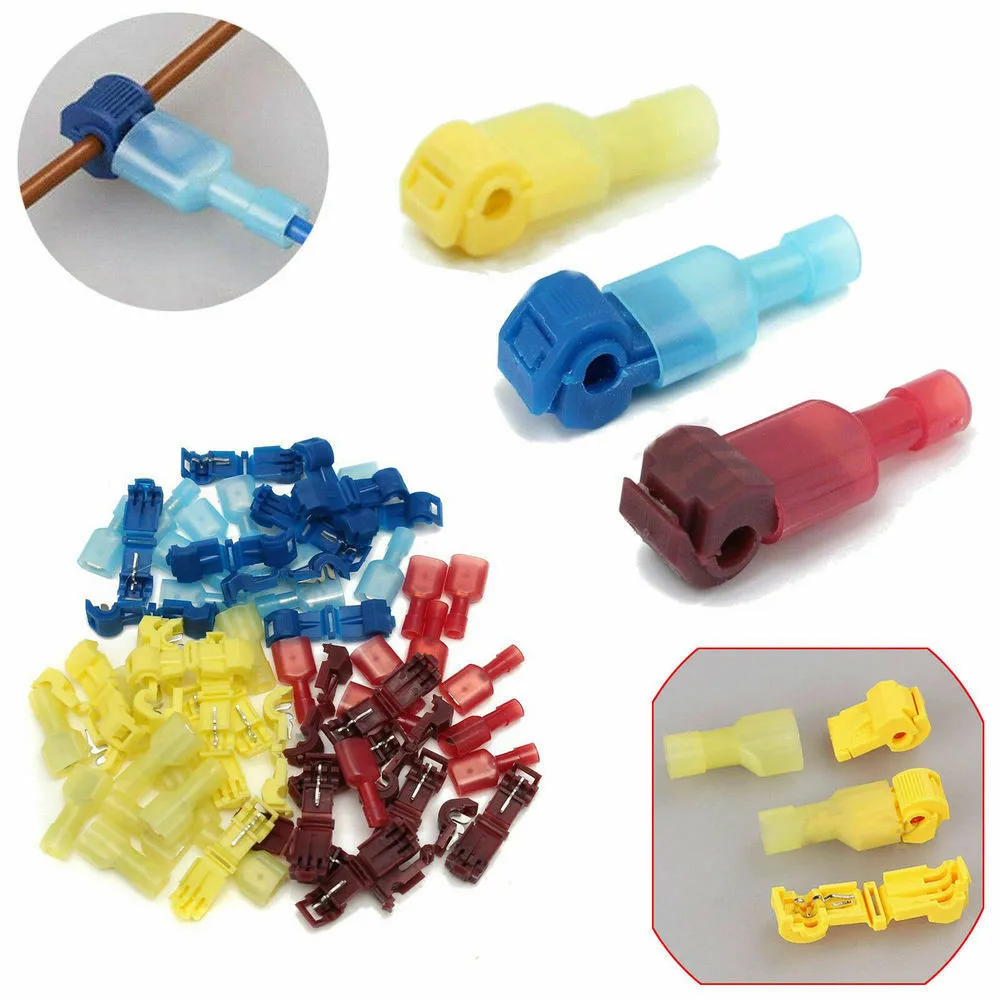 

60Pcs Quick Splice Wire Connector Lock T Tap Wire Crimp Cable Terminal Connectors Kit Female Spade Connector For Wire Connection