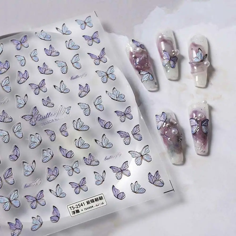 

Japanese DIY Butterfly Nail Stick 3D Relief Thin Tough Retro Bowknot Fingernail Salon Lace Love Heart Flowers Nail Decal