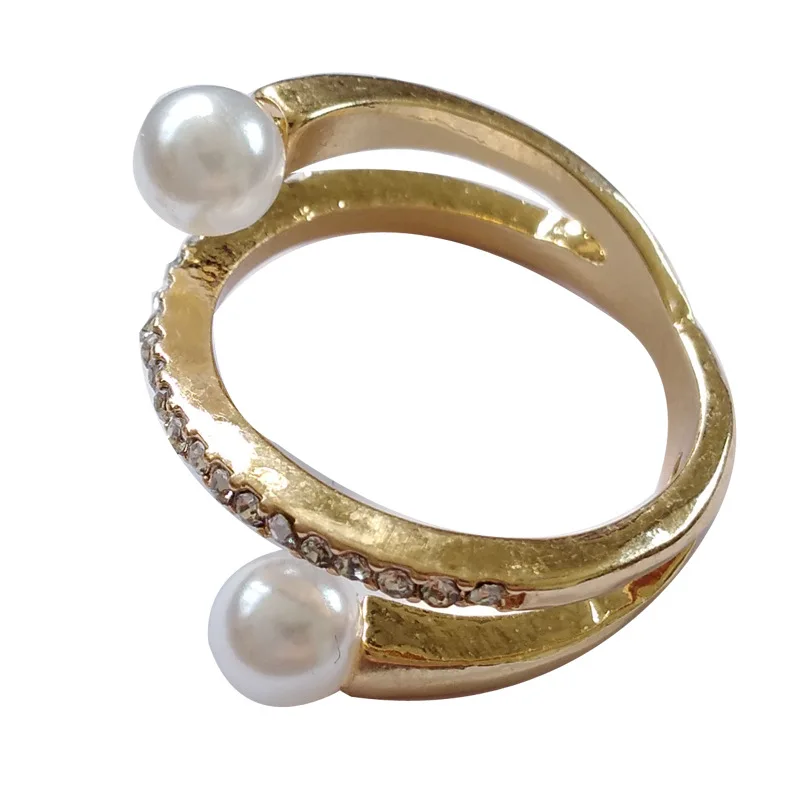 

Fashion Women Personality Spiral Ring Fairy Temperament Imitation Pearl Index Ring Gold Color Jewelry 2022