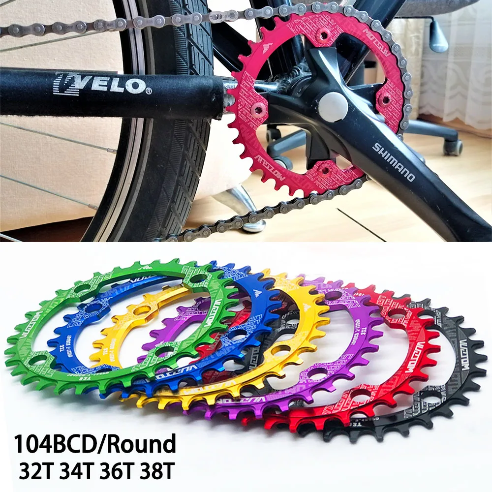 

MOTSUV Bike Crank 104BCD Chainring Narrow Wide Chainwheel Round MTB bicycle 104BCD 32T 34T 36T 38T crankset Tooth plate Parts