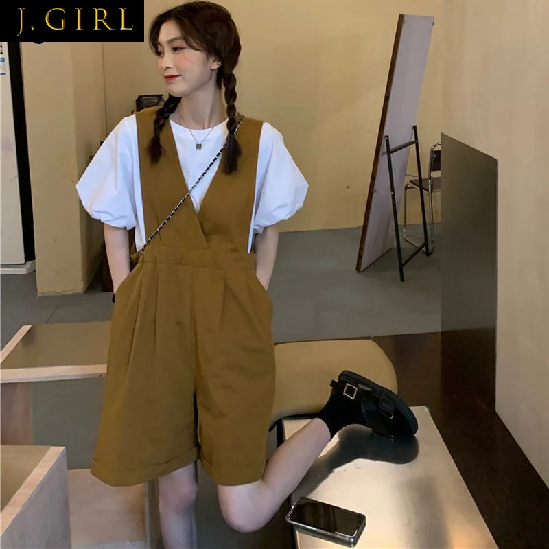 

Rompers Women Design Hollow Out Loose Cargo Playsuits Casual Suspender Trousers All-match Harajuku Overalls Teens Japanese Style