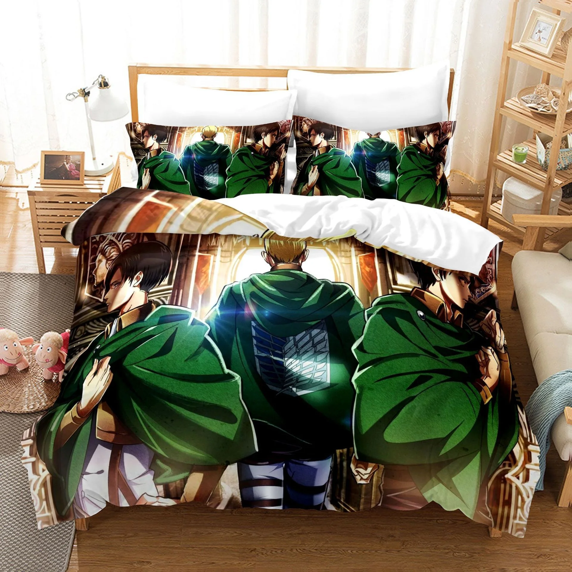 

3D Print Duvet Cover Home Textiles Single Twin Full King Size With Pillowcases Children's Gift Attack On Titan Bedding Set