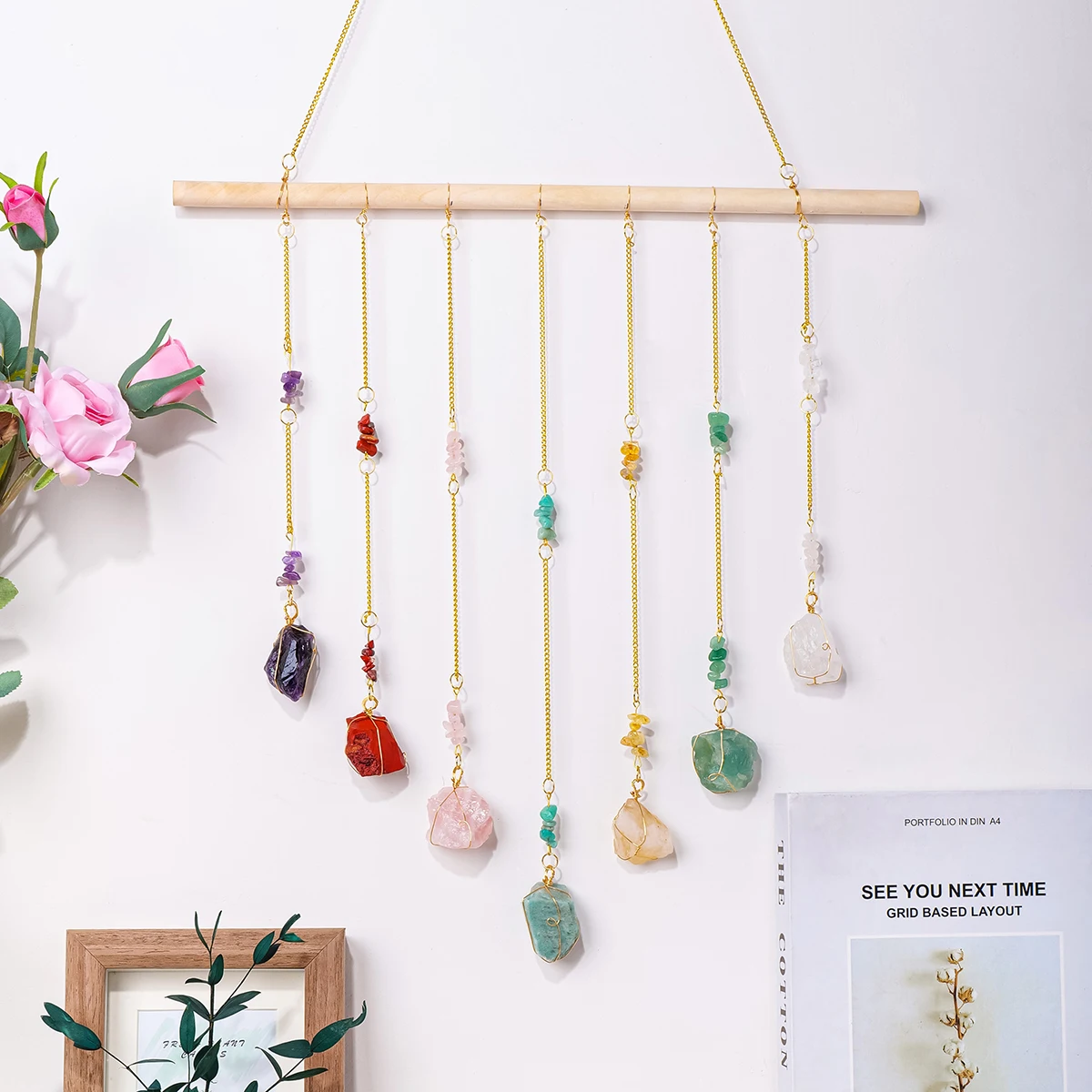 Подвеска из натурального хрусталя необработанный камень с подвеской ветра