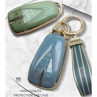 luxurious golden edge remote key case cover for changan cs35plus cs55plus cs75plus 2019 2020 protective shell car accessories