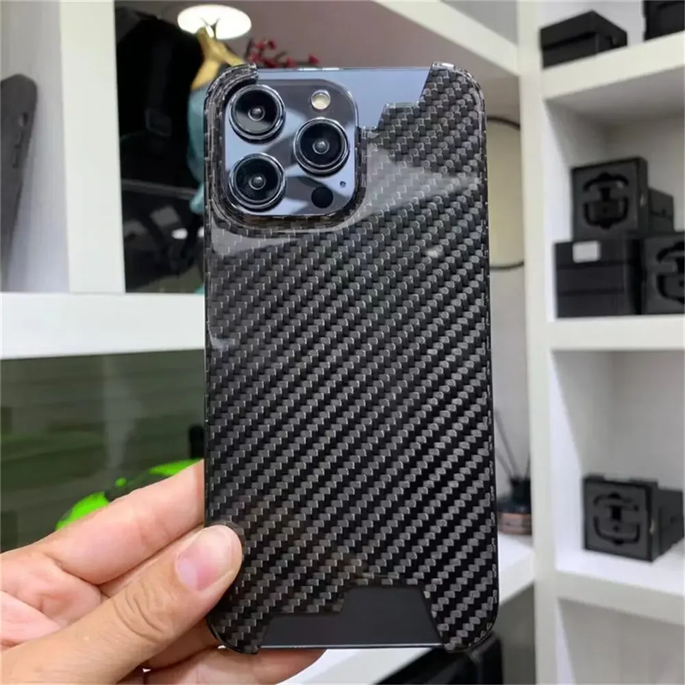 Тонкий чехол из 100% натурального углеродного волокна для iPhone 15 Pro Max 14 13 12 матовый