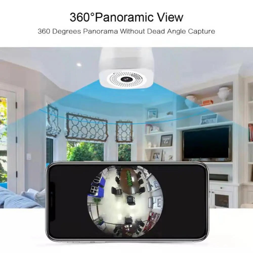 Беспроводная панорамная камера 3MP 360 ° с 4-кратным увеличением и поддержкой Wi-Fi -