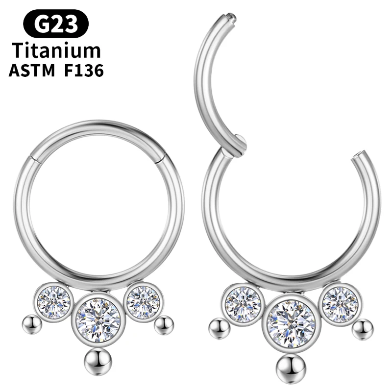 

Tragus Cartilage Piercing Nose Ring Helix Labret Charming Zircon Earrings G23 Titanium Charming Septum Industrial Body Jewelry