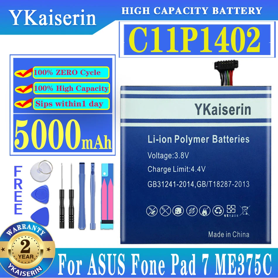 

YKaiserin C11P1402 5000mAh Replacement Battery For ASUS Fone Pad 7 ME375C FE375 FE375CXG K019 High Capacity Battery + Track NO