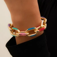 ingesight z fashion thick aluminium chain bracelets on hand charm printed metal couple bracelets bangles for women 2021 jewelry