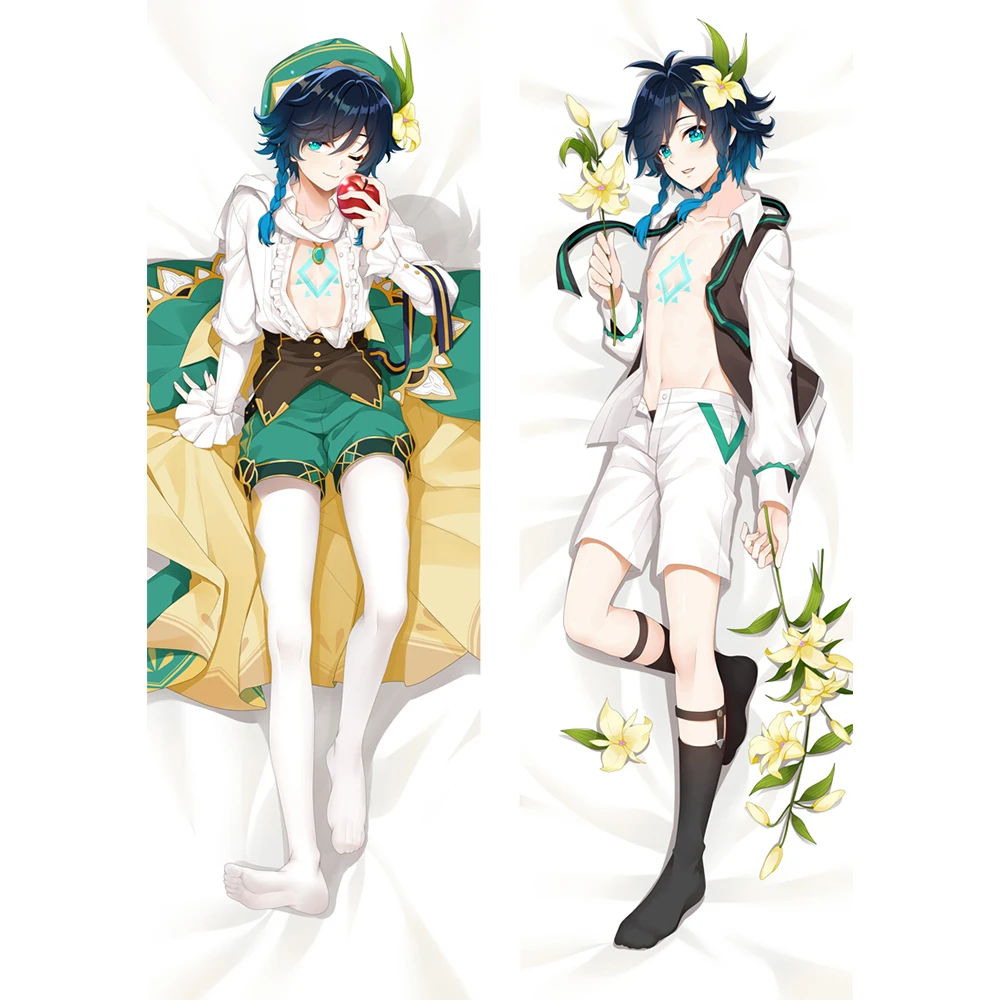 50x180 см Game Genshin Impact Windborne Bard Venti Dakimakura, длинная подушка для всего тела, чехол с двухсторонним принтом