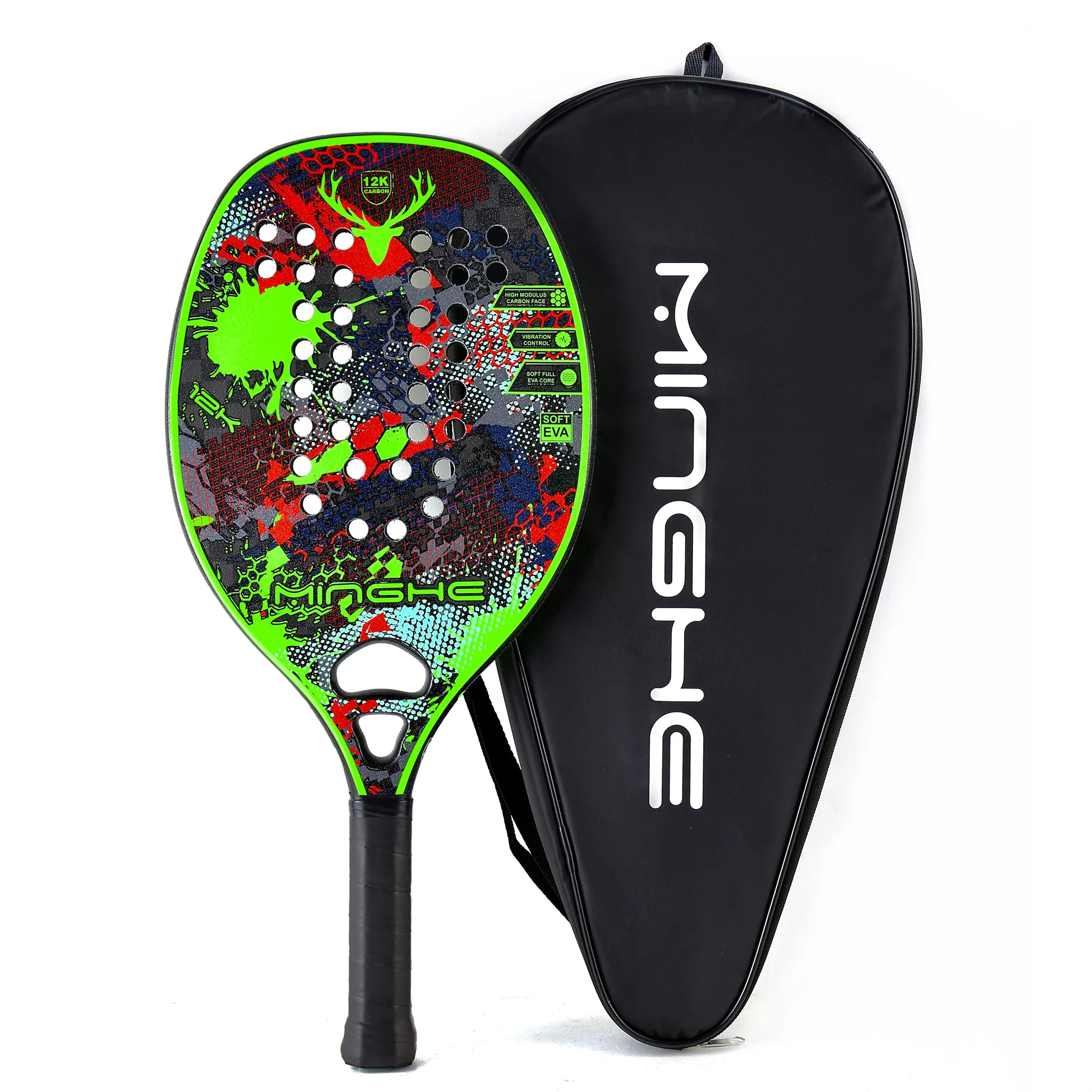 Ракетка для пляжного тенниса Minghe 12k из углеродного волокна с грубой поверхностью