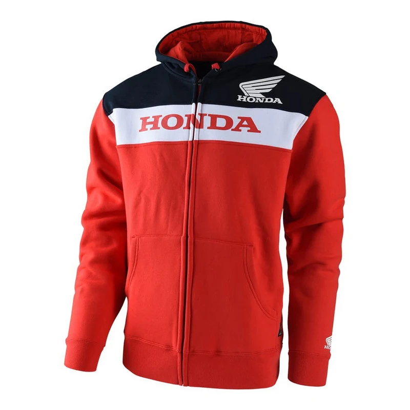

Мотогонки для HONDA Толстовка Красного синего цвета мотоцикл Супербайк Мотокросс спортивная одежда флисовая сохраняющая тепло с капюшоном молния