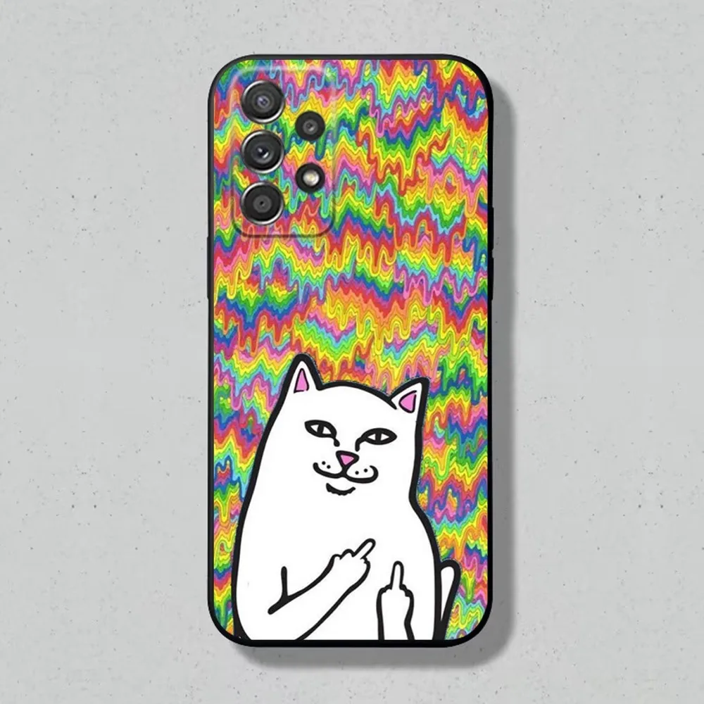 Cat Phone Case For Samsung S24 S23 S22 S21 S20 S10 S10E S9 Plus FE Note 20 Ultra 10 9 R-RipndipS Black Cover Shell