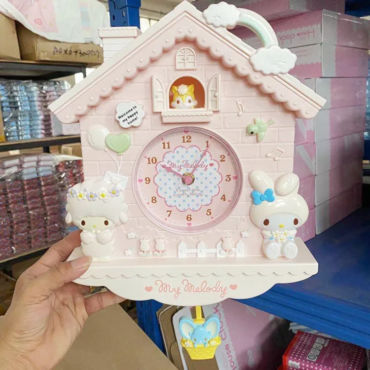 30 см Sanrios Kawaii My Melody Cinnamoroll Kitty Littletwinstars милые Мультяшные качели настенные часы