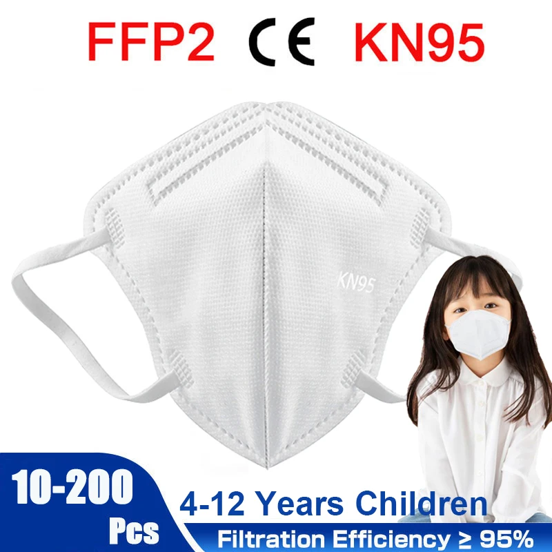 

10-200Pcs KN95 Mask FFP2 Children Masks CE KN95 Kids mascarillas 5 Layers Filter masque Reusable maske Dust Protective Face Mask