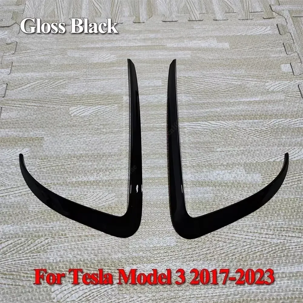 

2 шт. для Tesla Model 3 Y 2017-2024, автомобильная передняя противотуманная фара, крышка лампы, лезвие, спойлер, ветровой нож, бампер, глянцевый черный, тюнинг из АБС-пластика