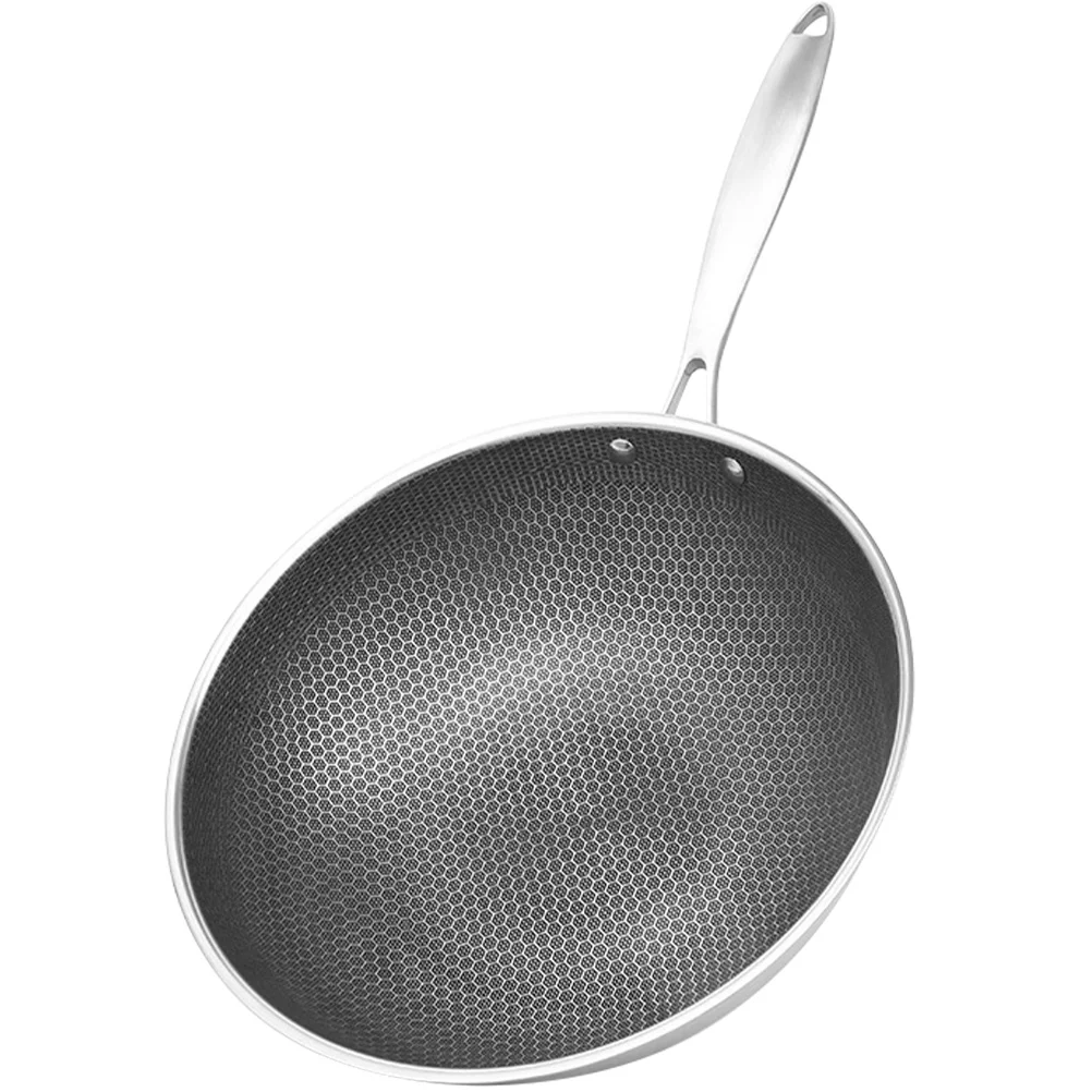 

Stainless Steel Wok Saute Pan Lid Stir-fry Cookware Accessories Deep Frying Heavy Duty Woks Gas Stove Work Kitchen Utensil