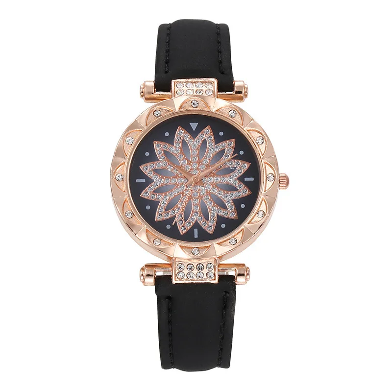 

Women's Watch OGDA 2023 Time Flowing Petal Dial with Various Colors of Leather Pin Buckle for Girls to Wear Jewelry Clock Gift 。