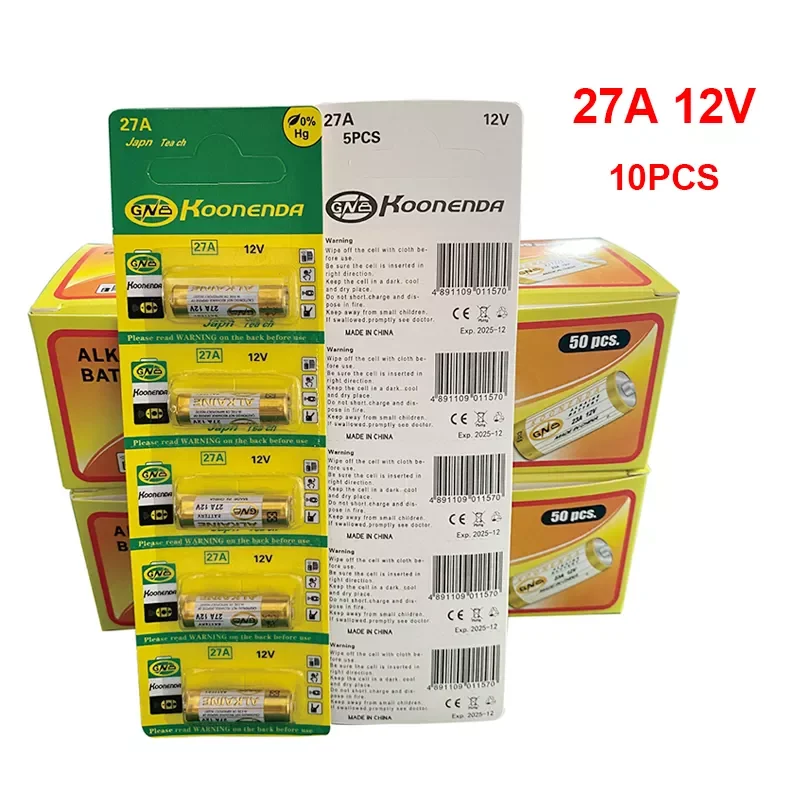 

2023New New 10PCS 27A 12V Dry Alkaline Battery A27 G27A 27MN MS27 GP27A L828 V27GA ALK27A For Doorbell,Walkman,Car Alarm,Remote