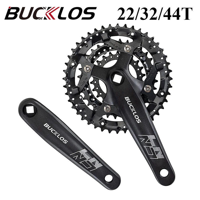 

BUCKLOS 3X9S MTB Crankset 22-32-44T Triple Chainring Set 104BCD 64BCD Ultralight Square Hole Crank Mountian Bike Accessories