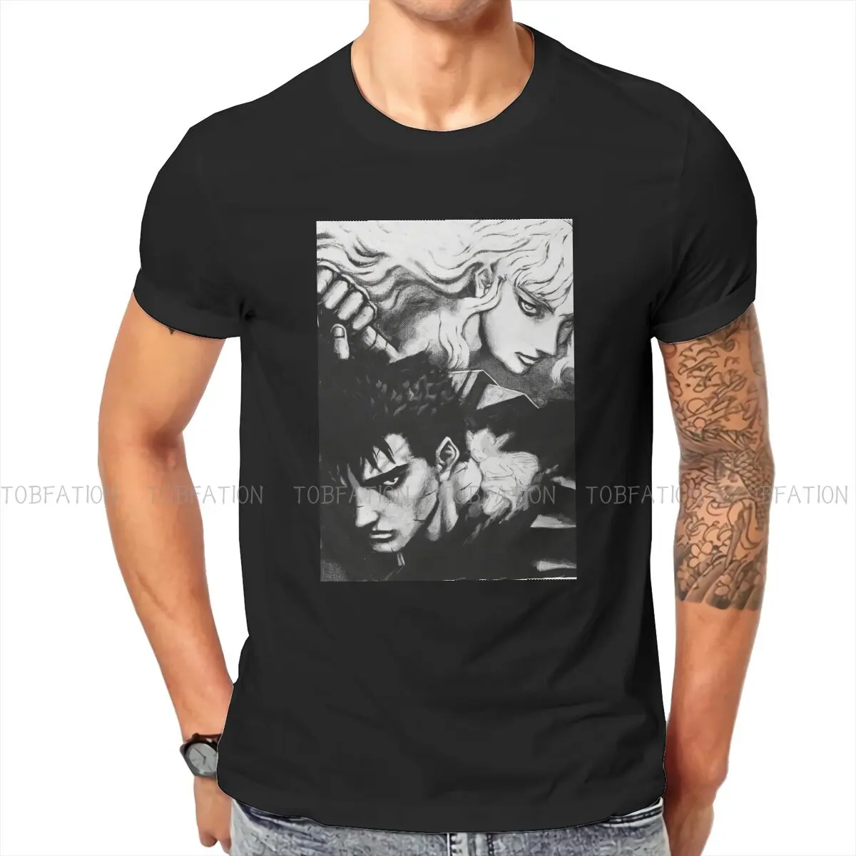 

GUTS AND GRIFFITH Men TShirt Berserk Behelit Manga Crewneck Short Sleeve Fabric T Shirt Funny Top Quality Birthday Gifts