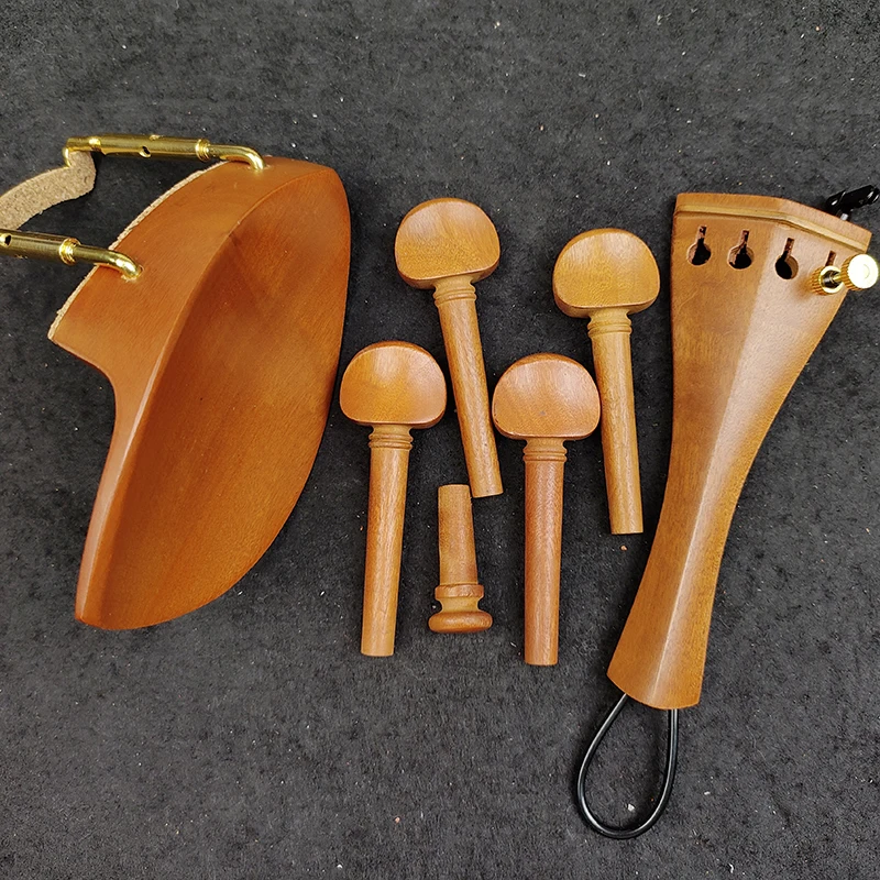 

Full Size 4/4 Violin Parts Accessories Kits Jujube Wood Violin Pegs Tailpiece Gut Chinrest With Clamp Finetuner