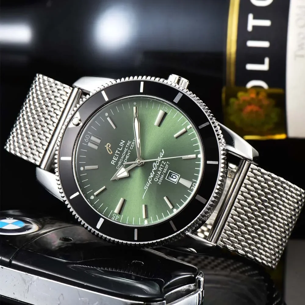

New AAA Breitling Watches For Mens Luxury Full Stainless Steel Automatic Date Wristwatch High Qulaity Business Quartz Top Clocks