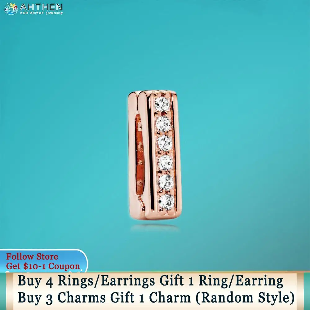 

Ahthen 925 Sterling Silver Rose Timeless Sparkle Clip Charm fit Original Pandora Reflexion Bracelets for Women Jewelry Girl Gift