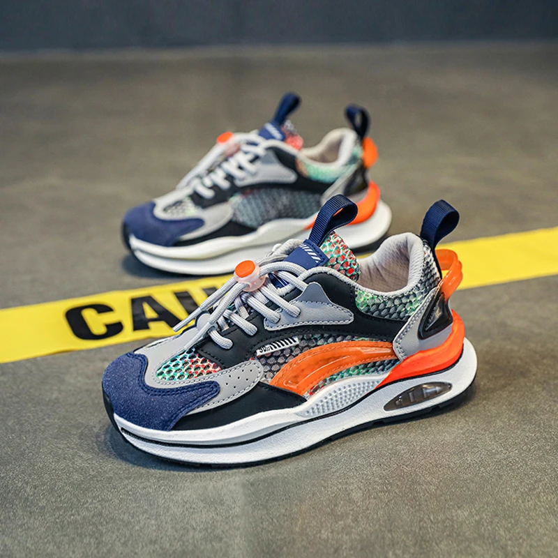 

Кроссовки Детские сетчатые на толстой подошве, Повседневная дышащая теннисная обувь, для мальчиков и девочек, осень