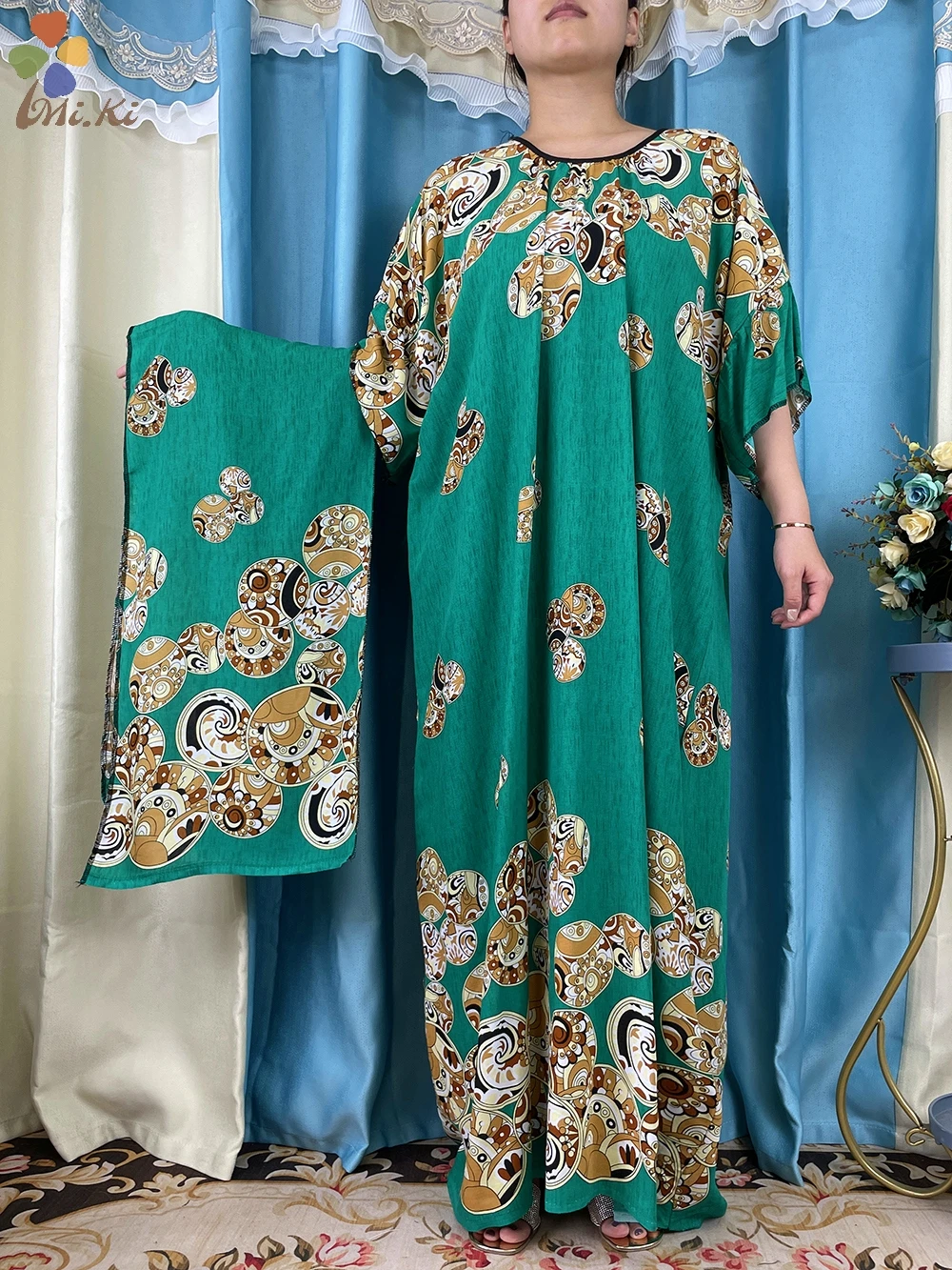 High Quality New African Muslim Dashiki Ababy printed Cotton loose Fitting Dress Women Summer Maxi Casual Islamic Clothing